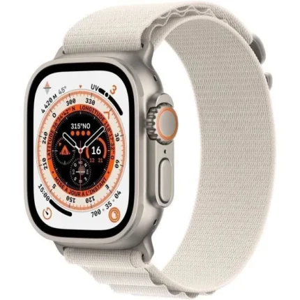 Apple Watch Ultra GPS + Cellular - 49mm - Titanium - Bracelet Starlight Alpine Loop - Medium (2022) - Reconditionné - Etat correct