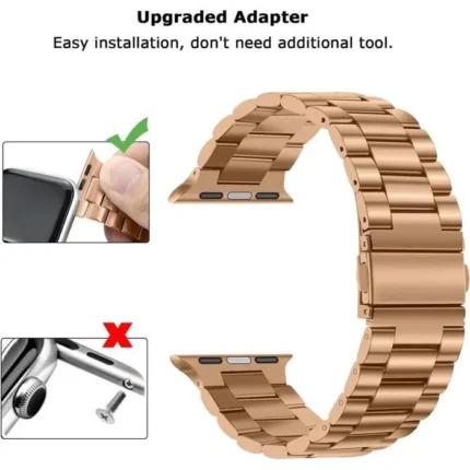 Bracelet de remplacement en acier inoxydable rose pour Apple Watch toutes séries 38mm/40mm/41mm