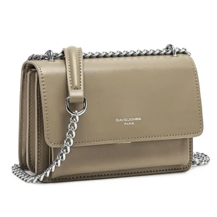 David Jones - Petit Sac Bandoulière Chaînes Cuir PU Femme - Beige