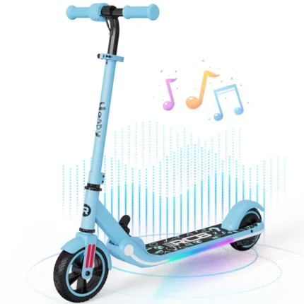 Trottinette Electrique Enfants 6-12 Ans - RCB - Écran LED - néons colorés - Vitesse et Hauteur Réglables Cadeau idéal Bleu