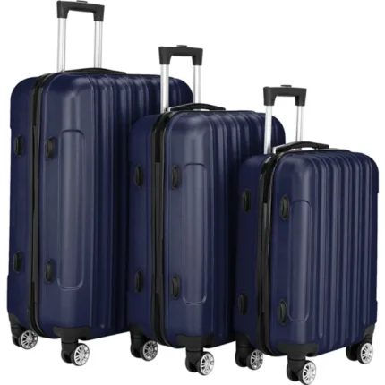 Set de 3 Valises Rigides Légeres à 4 roulettes-55cm+ 65cm + 75cm-bleu marine