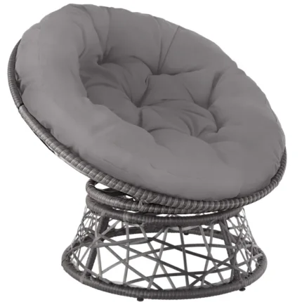 TECTAKE Fauteuil de jardin en rotin GARGANO avec Coussin rond confortable Robuste 92 x 80 x 805 cm - Gris