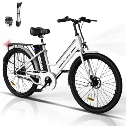 Vélo électrique VAE COLORWAY 26" Blanc - Moteur 250W - Batterie Lithium Amovible 36V 12Ah - Pédalage Assisté